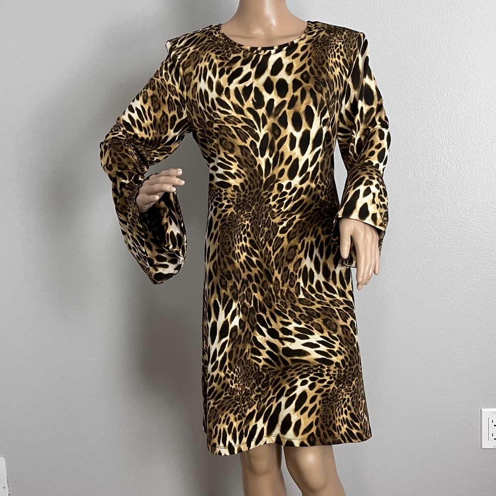 INC International Concept Brown Animal Print Dress size L